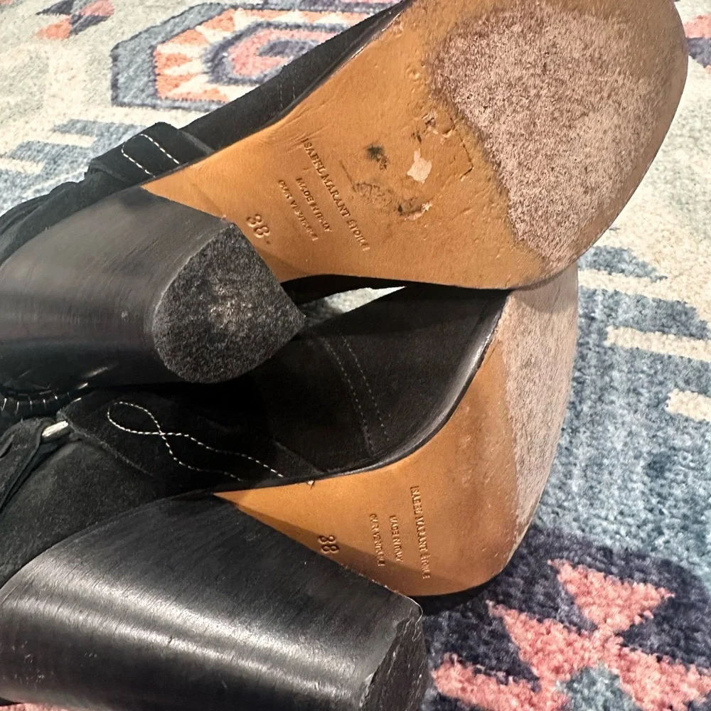 Isabel Marant Black Heeled Boots with Western Charm - Picture 3 of 4